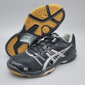 Asics Gel Rocket Women’s Volleyball Gym Shoes Black Silver Size 9
